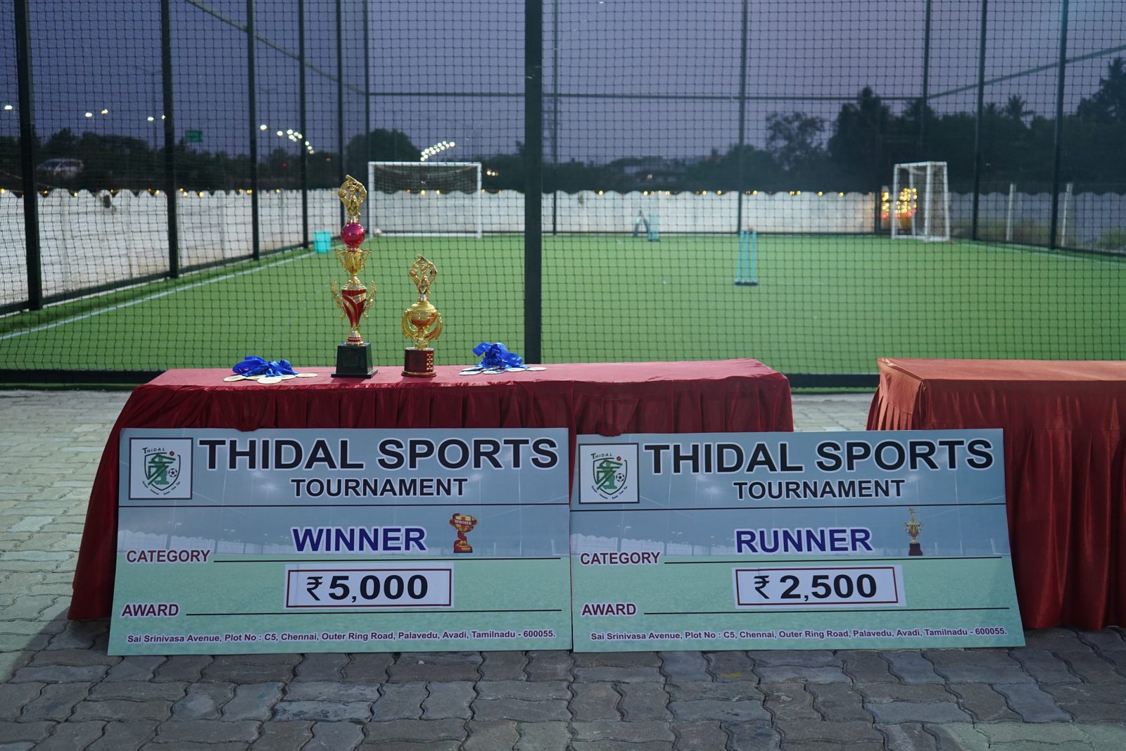 Thidal Sports Tournament winner and runner-up prize boards